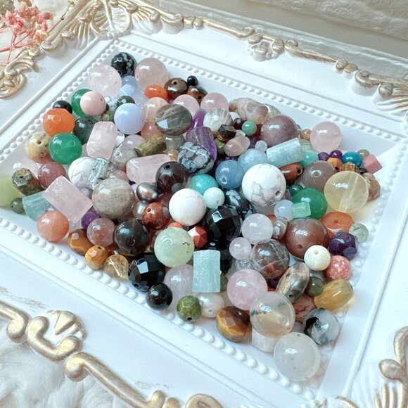 200+ Pieces Mixed 4~12mm Semi-Precious Stones Assorted Loose Beads Mix - Picture 4 of 11